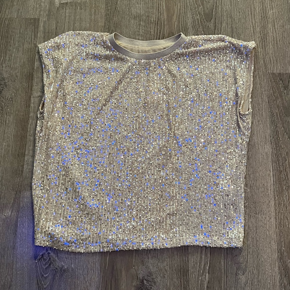 Anthropologie Endless Rose Sleeveless Sequin Top